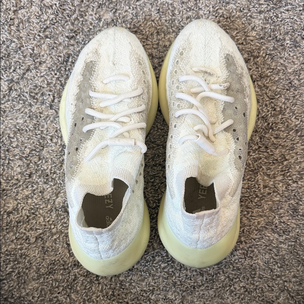 Yeezy Boost 380 in Cream and Gray with Yellow Sole